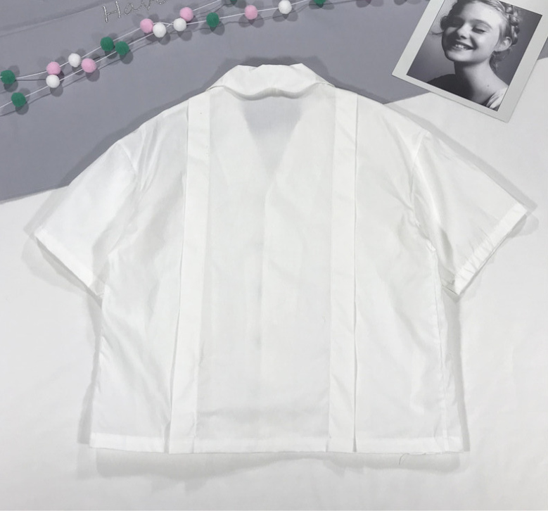 Blusa de algodón blanca con diseño de moda para mujer, blusa de manga corta con bordado de Koala y botones de animales de dibujos animados, Tops para mujer