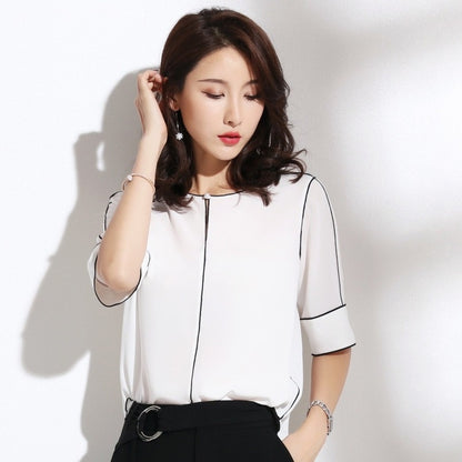 Women's Round Neck Simple Short Sleeve Shirt