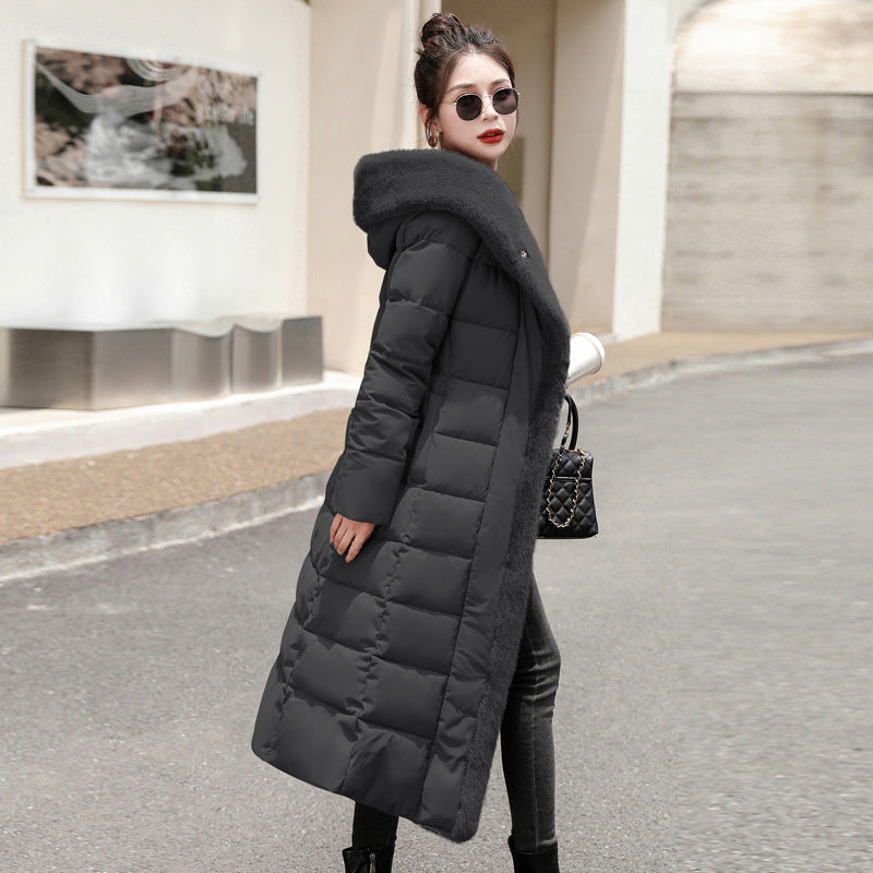 Mid-length Overknee Thickened Big Fur Collar Down Jacket