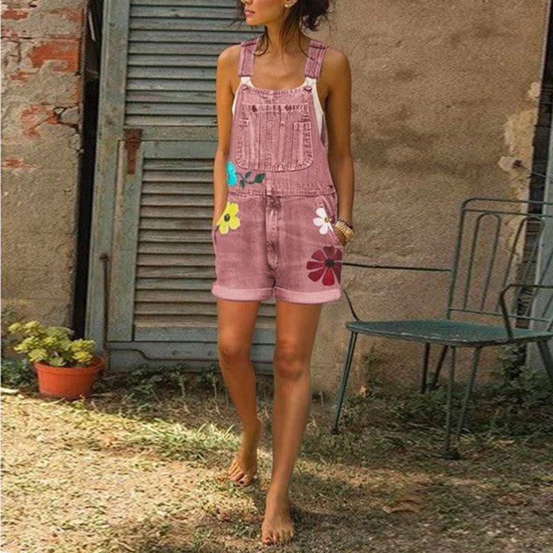 Salopette imprimée coupe ajustée mode short imprimé femme