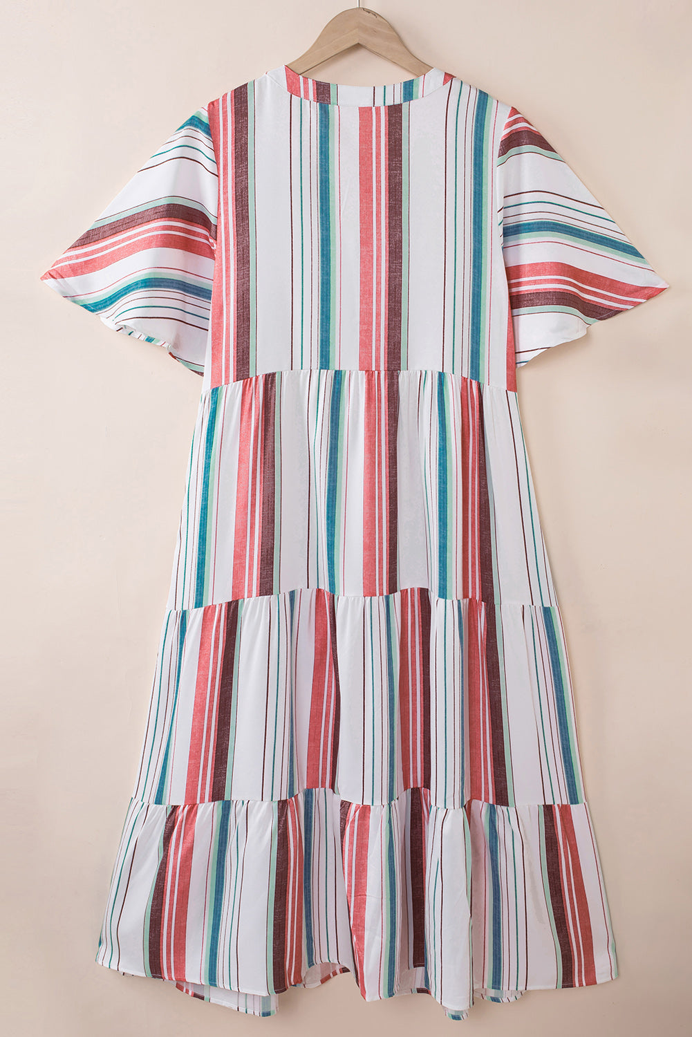 Robe chemise boutonnée à col en V rayée Serape