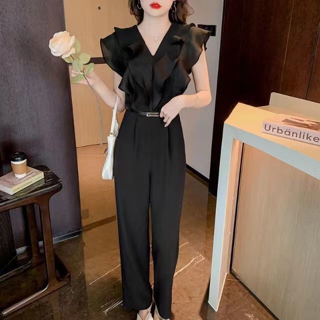 Women's Fashion Temperament Pure Color Jumpsuit