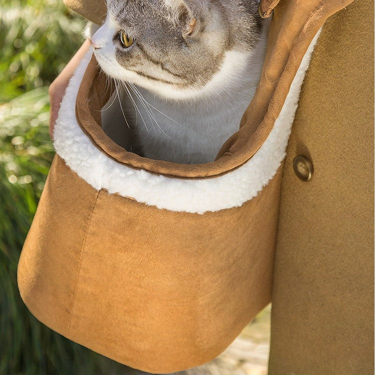 Bolso para mascotas con contraste de color a la moda de un hombro