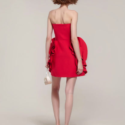 Robe courte rouge tempérament femme