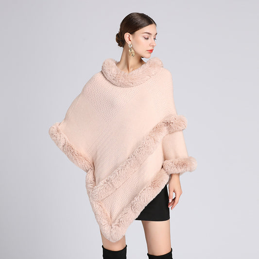 Imitation Rex Rabbit Fur Collar Cape And Shawl