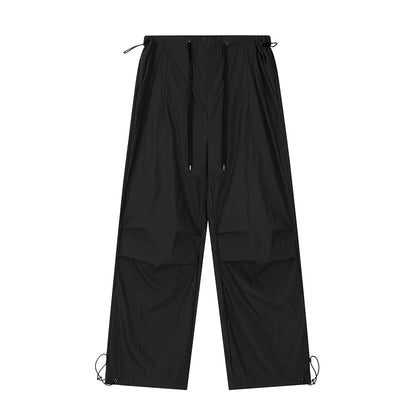 Solid Color Thin Sports Drawstring Pleated Casual Straight-leg Overalls Men