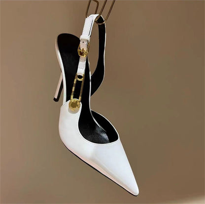 Women's Rhinestone Pointed Toe Strap Decorative High Heels