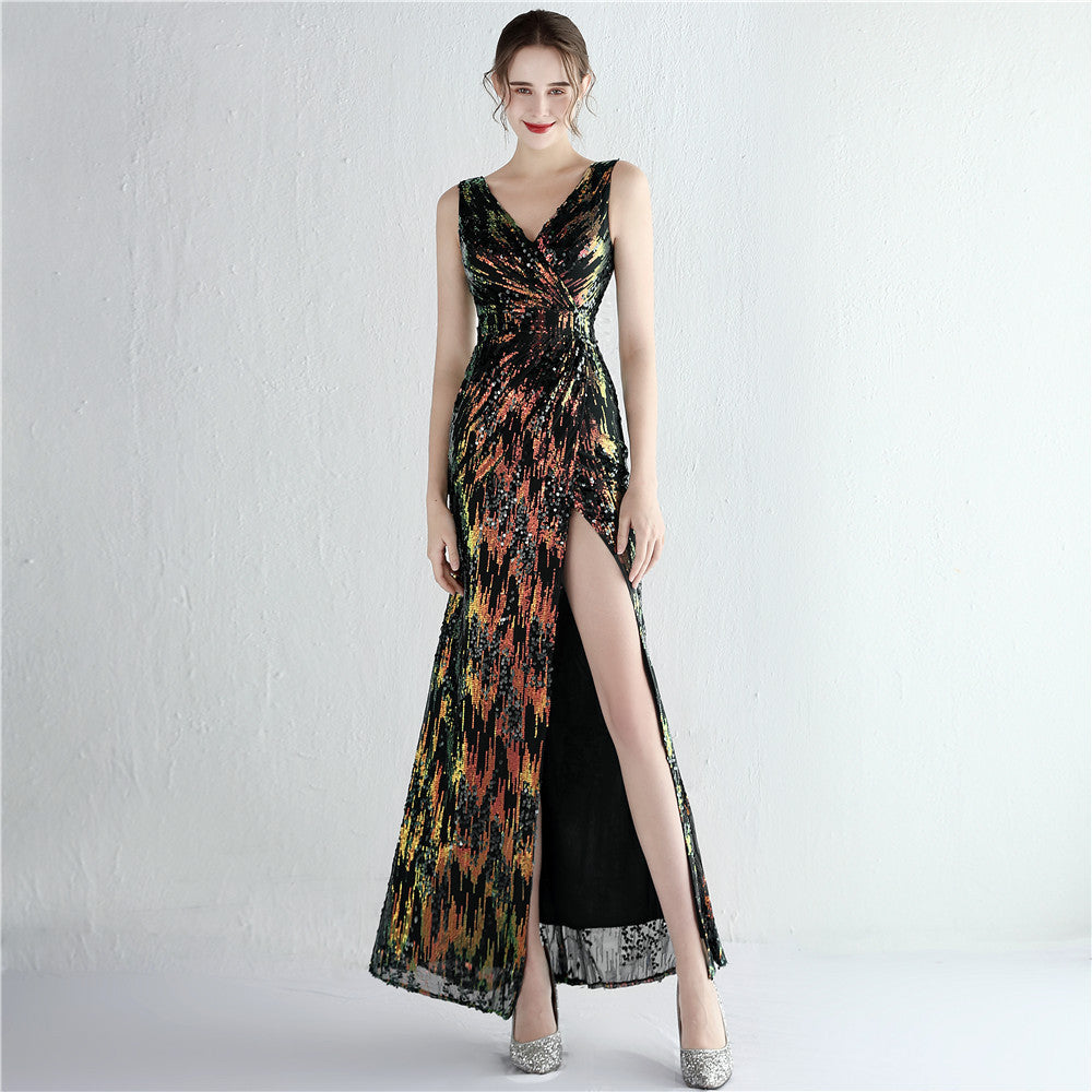 Temperament Split Long Sequined Atmosphere Queen Dinner Fishtail Skirt