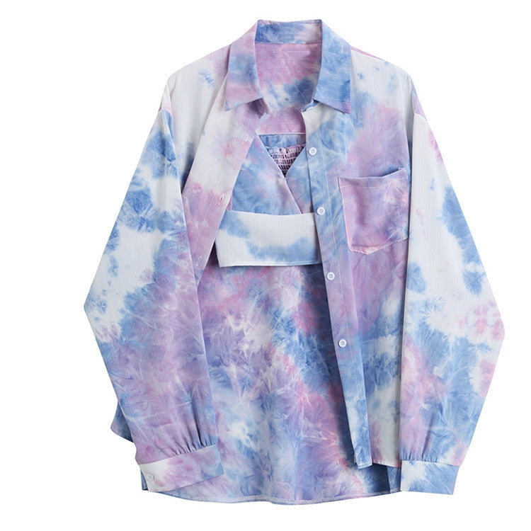 Tie Dyed Shirt Two Piece Female Autumn Outfit