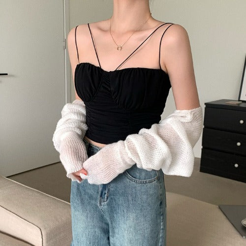 Camisole plissée en mousseline de soie au dos, douce et épicée