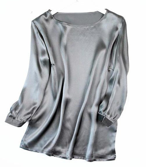 Chemise en satin brillant avec perles de soie et ver à soie haut de gamme