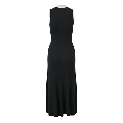 French Style Temperament Elegant V-neck Sleeveless Long Knitted Dress