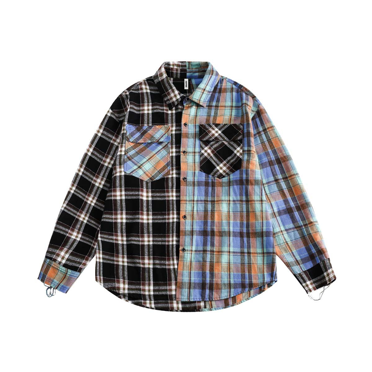 Japanese Trendy Spliced Plaid Blouse CS51