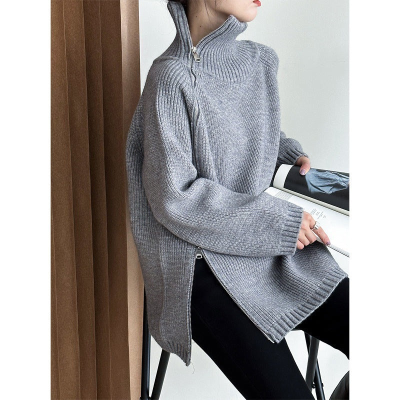 Loose High Collar Bottoming Sweater Korean Simple Top For Women