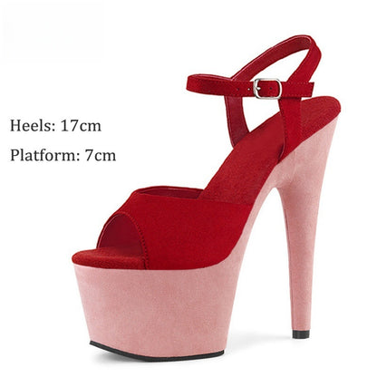 Sandalias de tacón alto de ante de 17 cm modelo pasarela