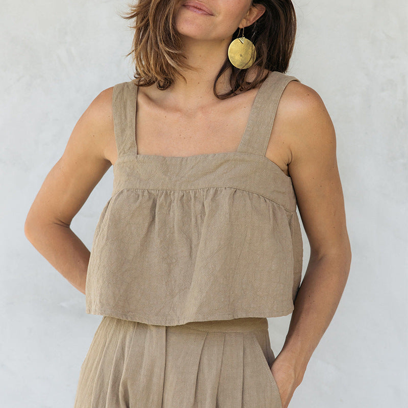 Camisole courte à col carré pour femmes, nouveau Design de Niche, été