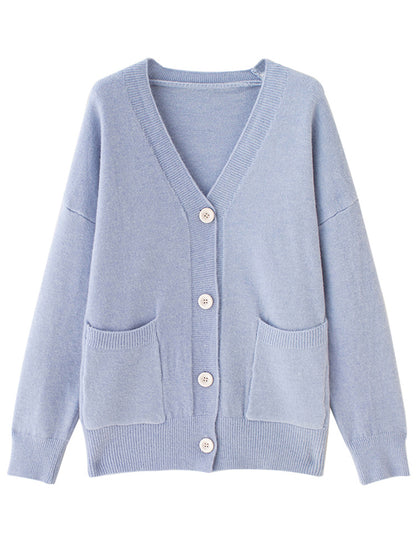 Cardigan pull bleu lait doux, ample et paresseux, vêtements d'extérieur, veste tricotée, haut