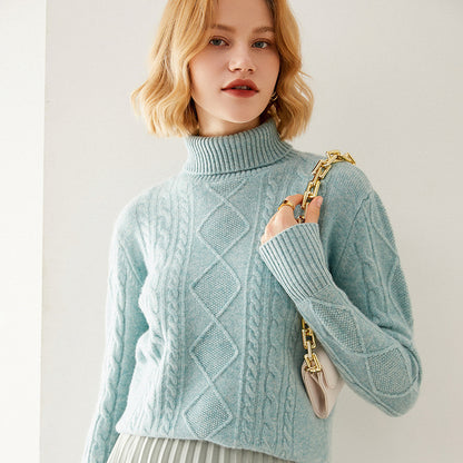 Female Turtleneck Pullover Thick Cashmere Sweater