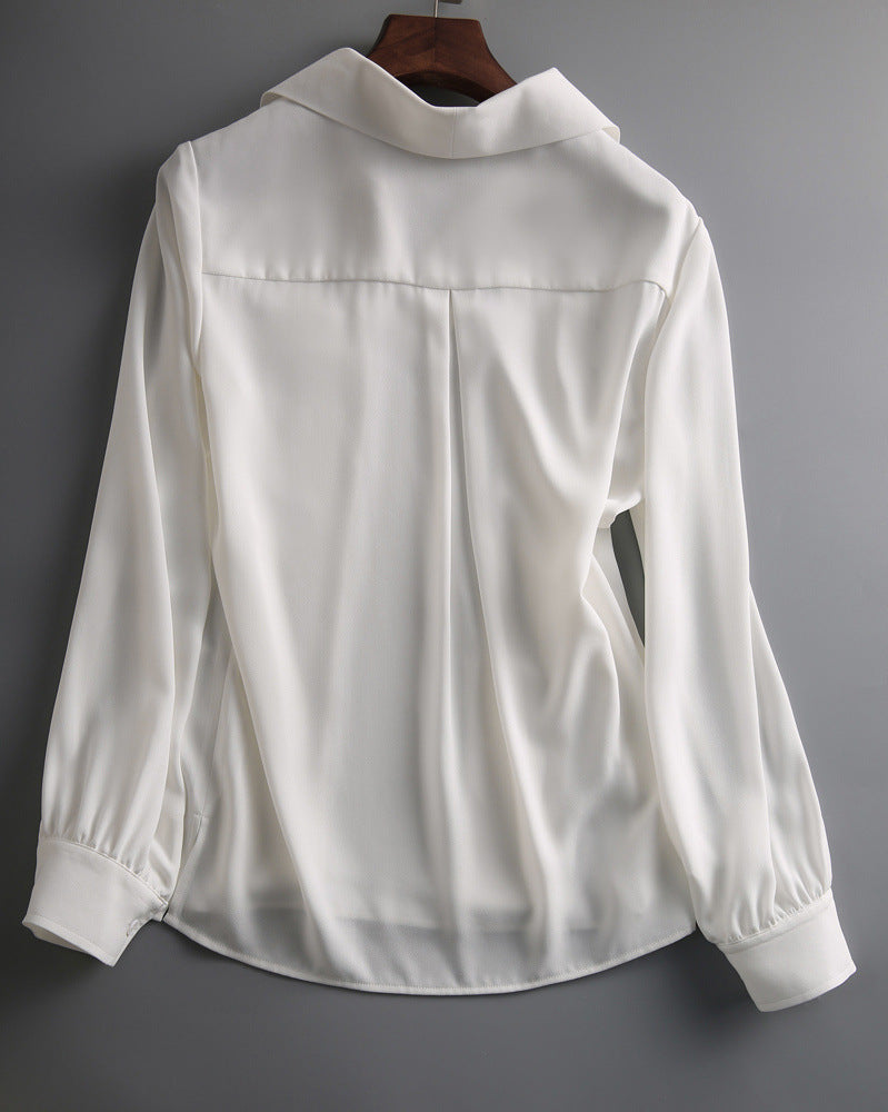 Blusa profesional de encaje de gasa simple y elegante de Niche