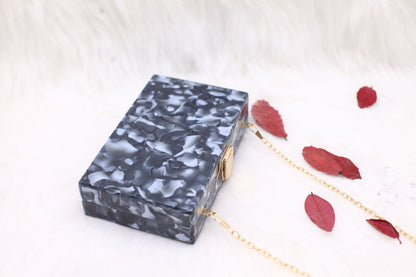 Marble Acrylic Dinner Bag Chain Small Square Female Messenger