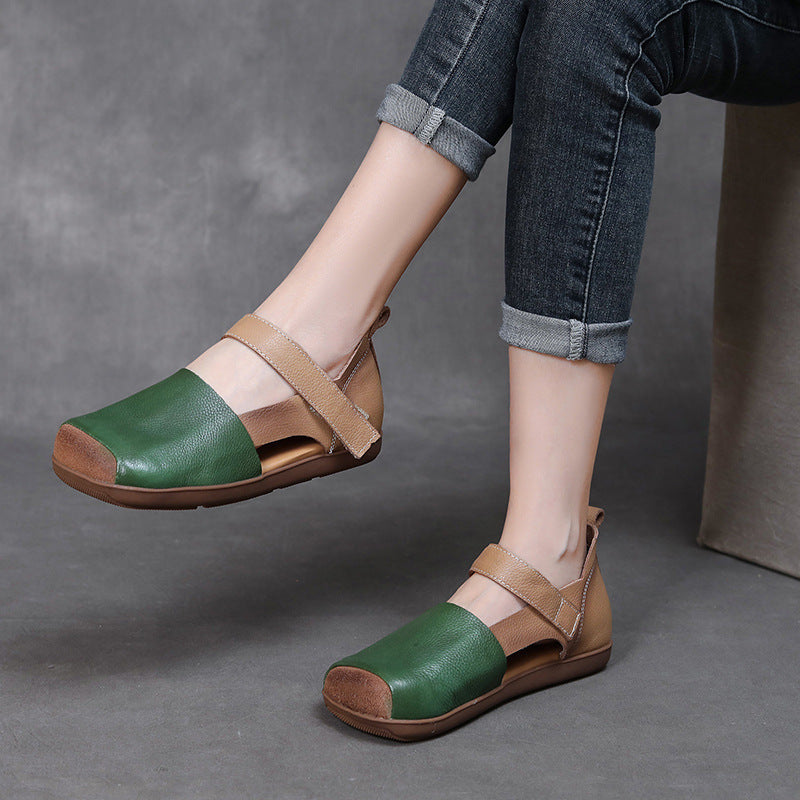 Flat Non-slip Hollowed Toe Box Color Matching Sandals