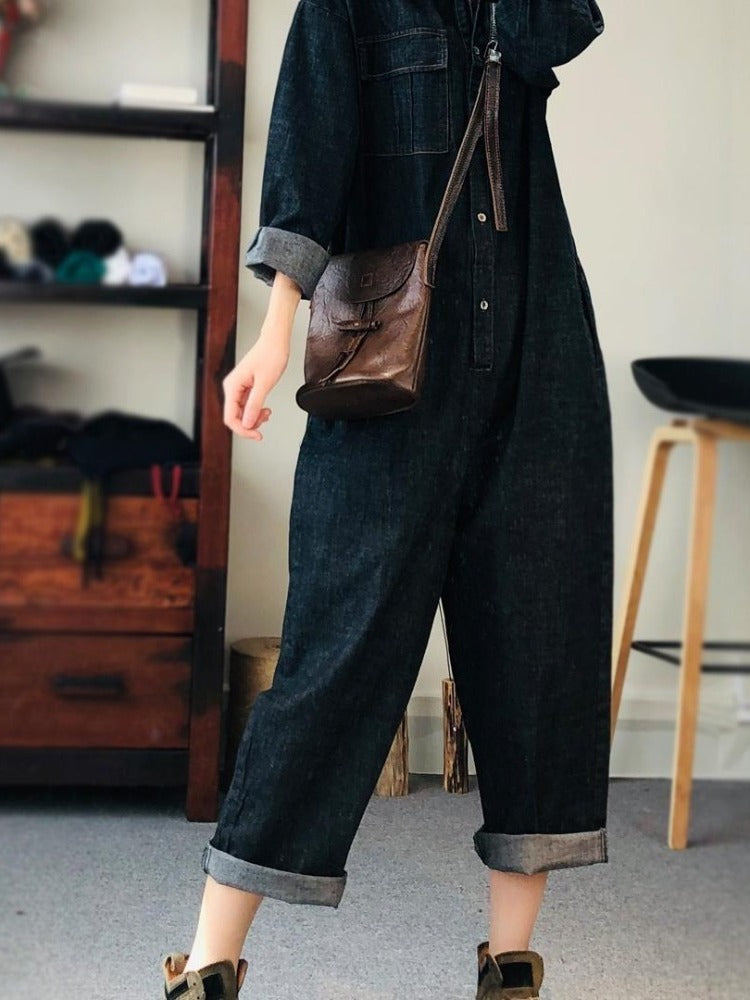 Women's Fashion Overalls Loose Denim