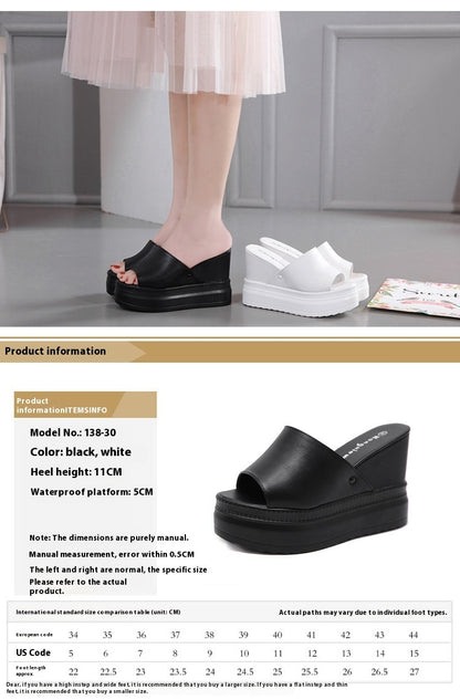 Women's Sandals Height Increasing Insole Platform White Platform Peep Toe Shoes