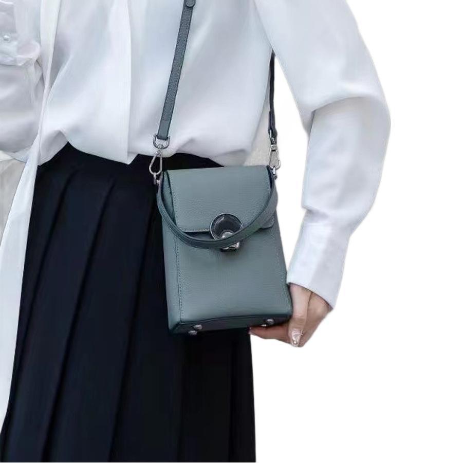 Bolso bandolera de cuero genuino para teléfono móvil, estilo coreano, a la moda, a juego