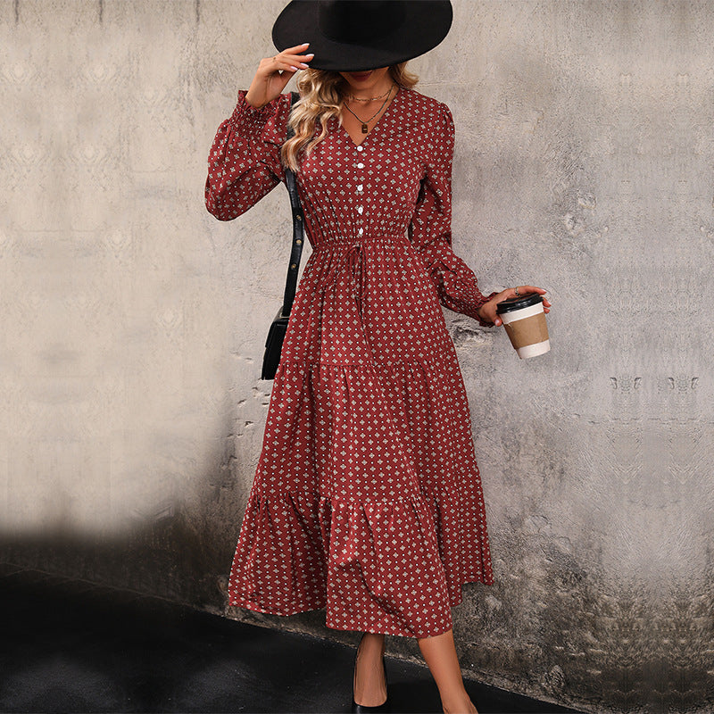 Long Sleeve Printed Autumn Dress