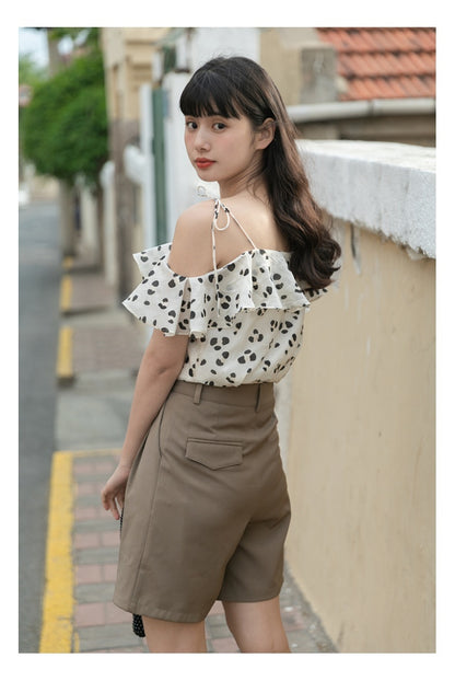 Women's Summer New Suspenders Short Shirt Top Chiffon