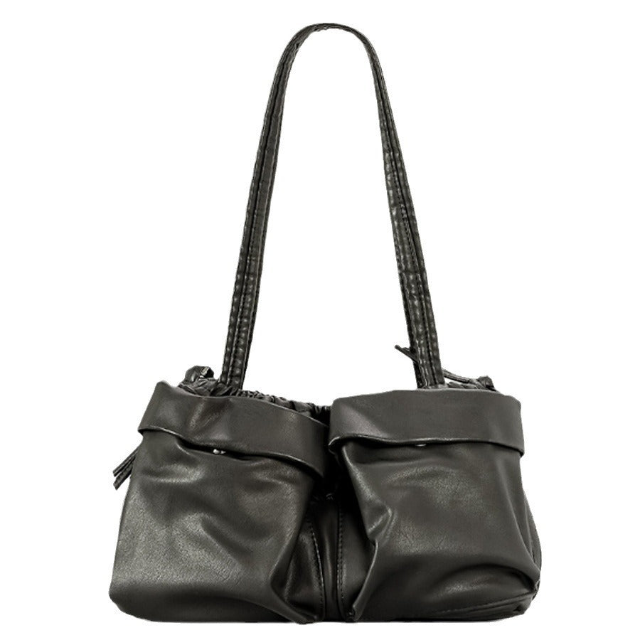 Bolso de hombro versátil de gran capacidad de cuero suave con múltiples bolsillos para mujer