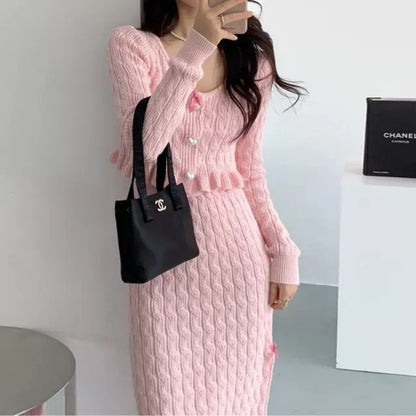 Long Skirt Two-piece Suit New Knitwear Sweater For Women