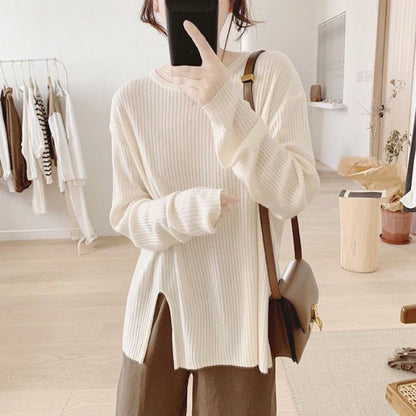 Split Pullover Long Sleeve Cashmere Sweater