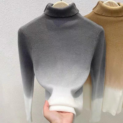 Gradient Color Turtleneck Wool Sweater Women's Bottoming Sweater French Top