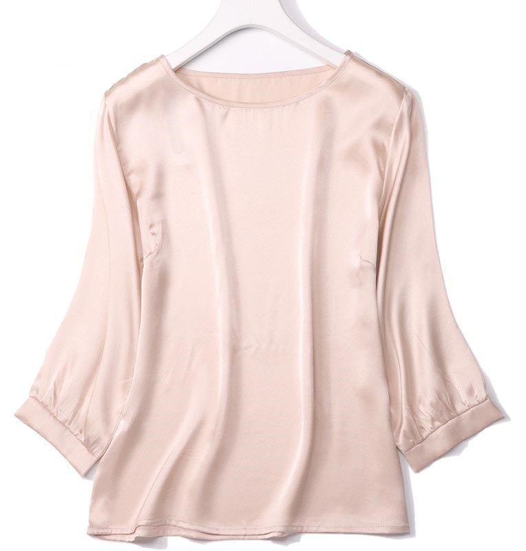 Chemise en satin brillant avec perles de soie et ver à soie haut de gamme