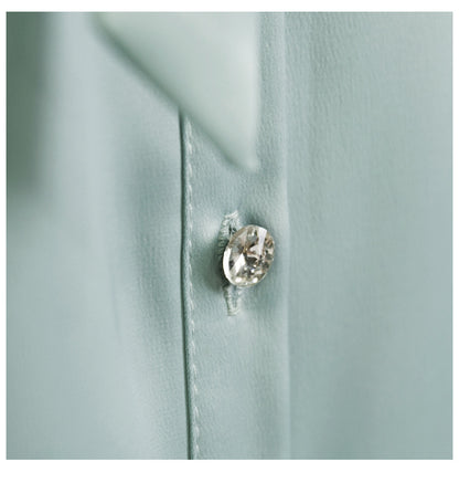 Long-Sleeved Solid Color Shirt With Neckline Tie