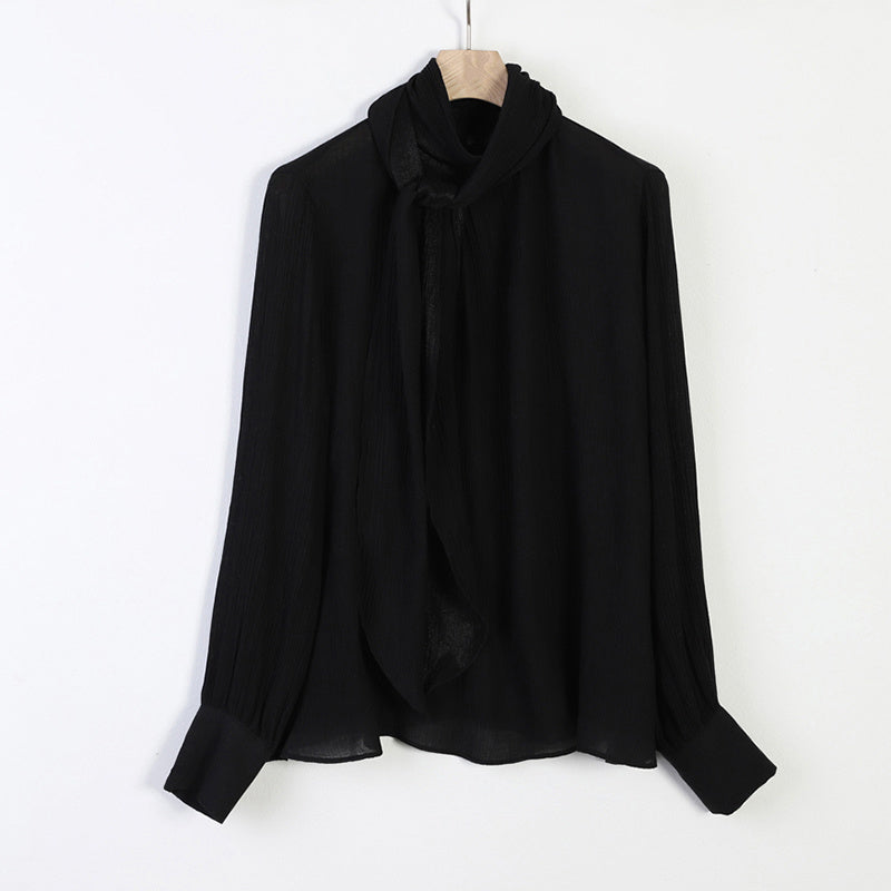 Round Neck Versatile Bottoming Shirt + Neck Scarf