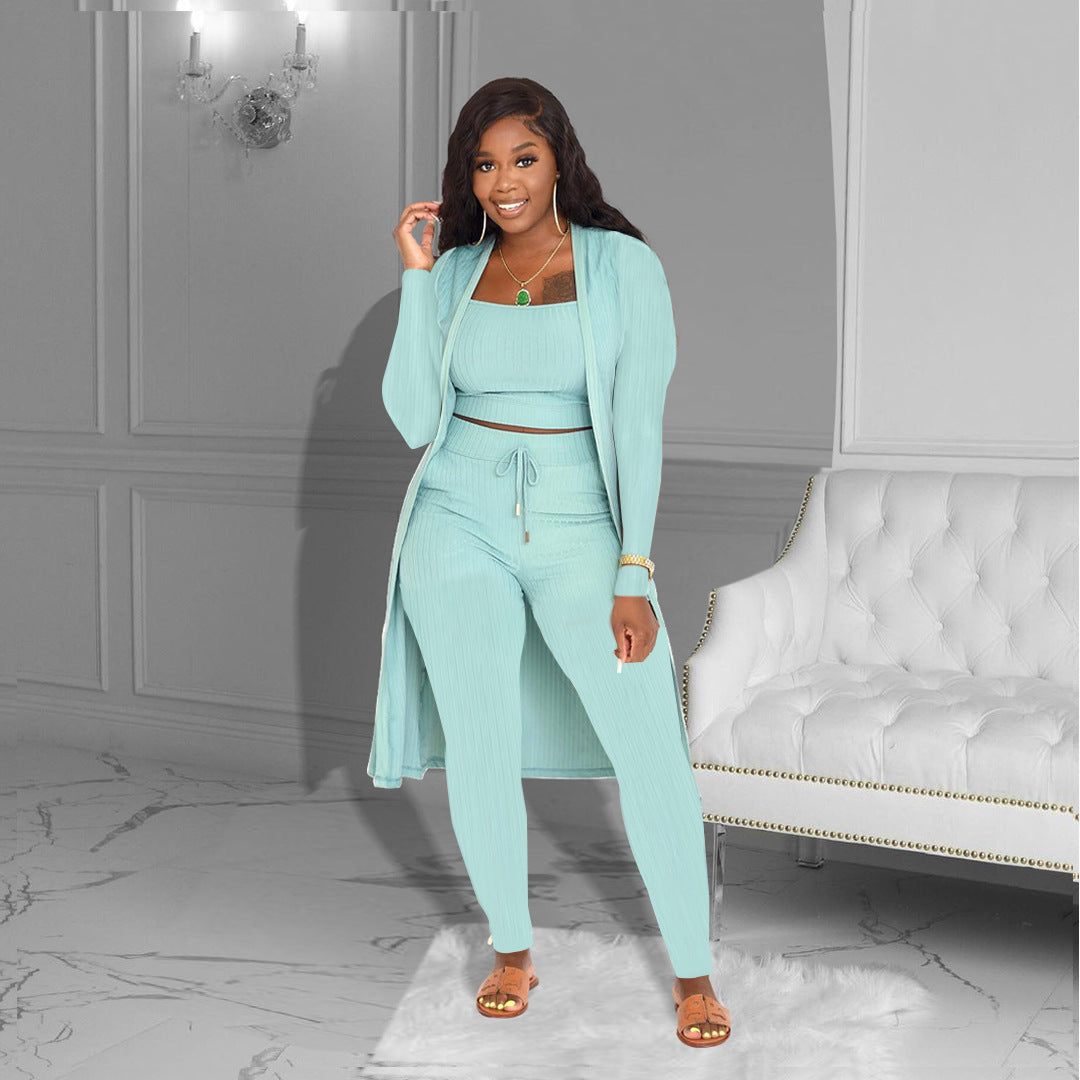 Women's Fashion Solid Color Three-piece Suit