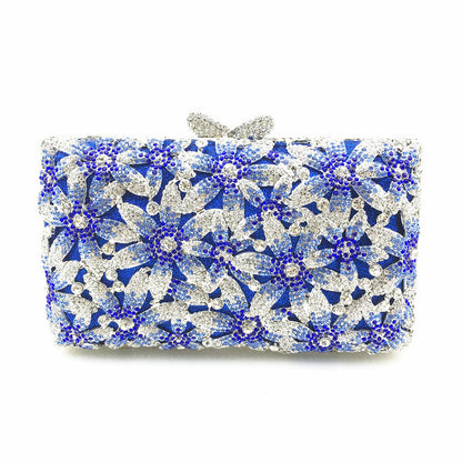 Cartera de cena con diamantes de imitación y flores estilo boutique europeo y americano