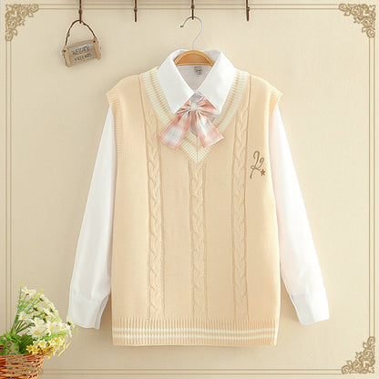 Junior High School Senior College Style Boudoir Suit Casual Vest Shirt Two-piece Set