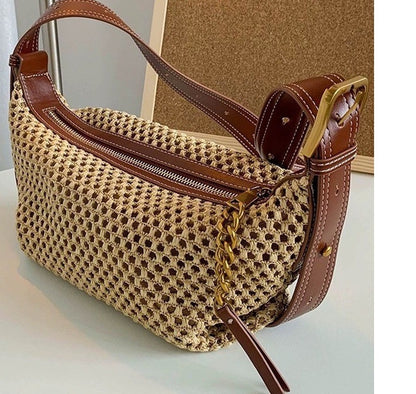 Bag Straw Women's Summer First Layer Cowhide Raffia Woven Bag