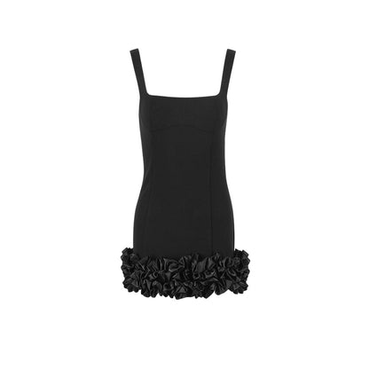 Vestido de cuello cuadrado camisola negro para mujer a la moda