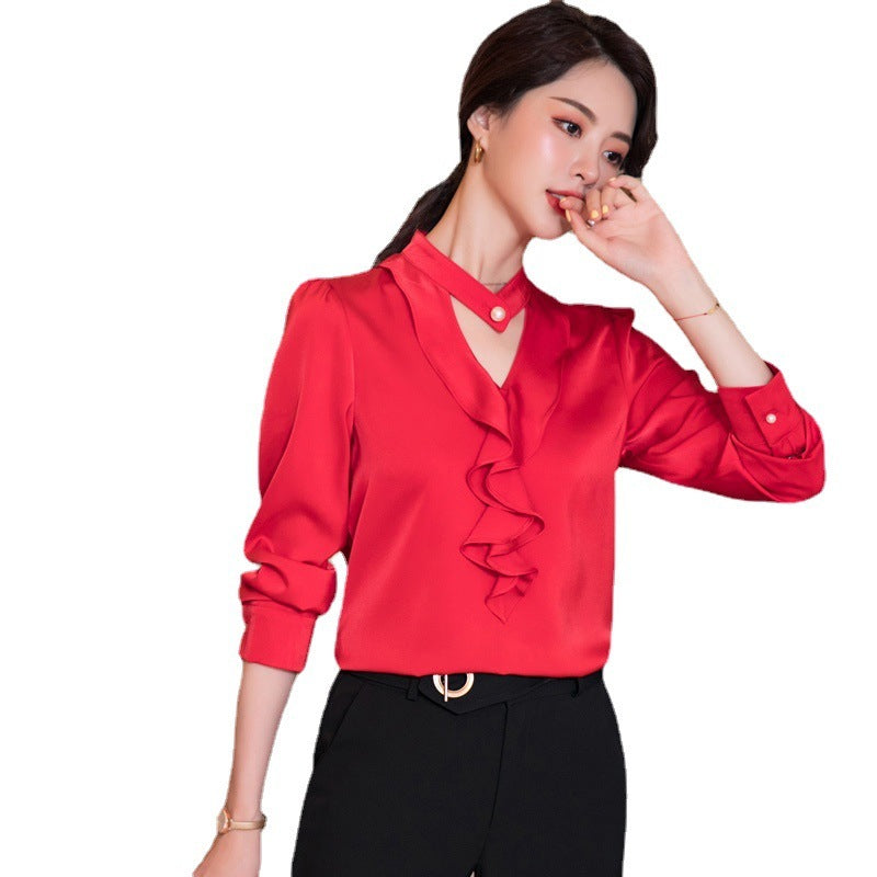 Business Office Blouse Beauty Salon Front Desk Professional Wear Shirt