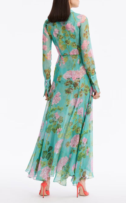 Single Breasted Romantic Aura Long Dress