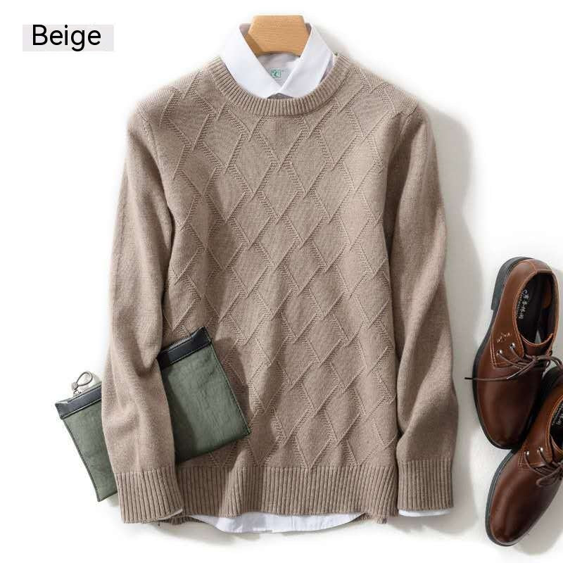 Winter Men's Round Neck Loose Wool Sweater