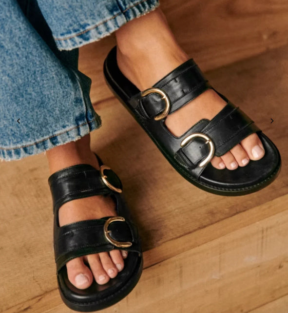 Sandalias planas con doble hebilla para mujer