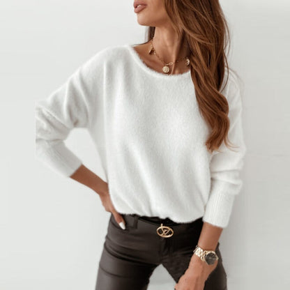 Nouveau Pull femme blanc en dentelle avec couture au dos