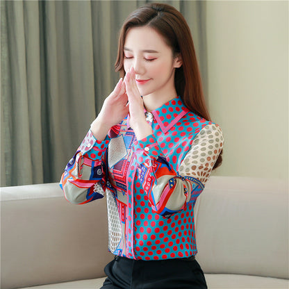 Red dot Print Chiffon shirt