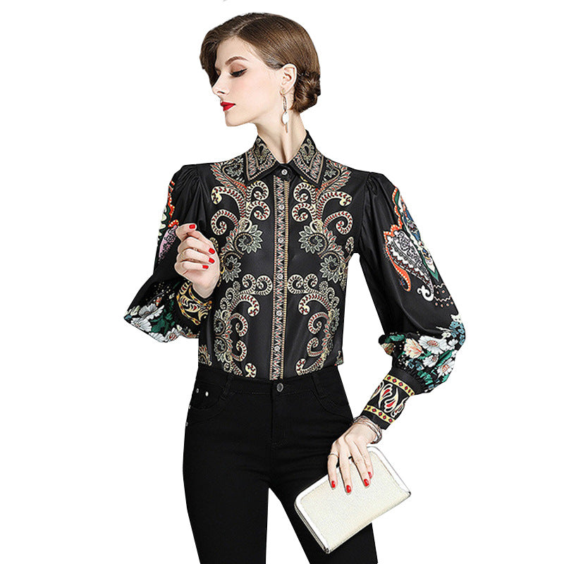 Ladies Long Sleeve Printed Shirt