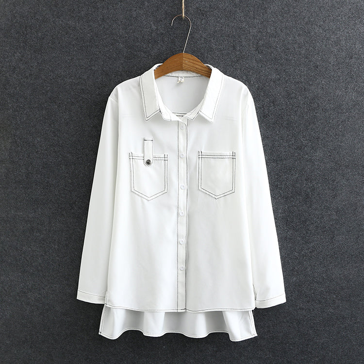 Hong Kong style top line pocket long sleeve shirt